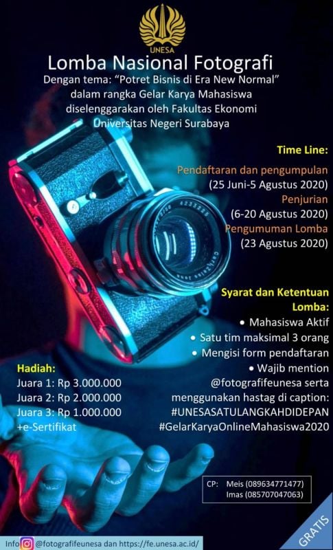 Unesa Sapu Bersih Lomba Nasional Fotografi Potret Bisnis di Era New Normal