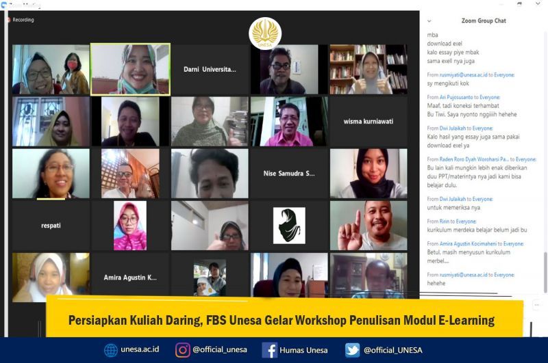 Persiapkan Kuliah Daring, FBS Unesa Gelar Workshop Penulisan Modul E-Learning