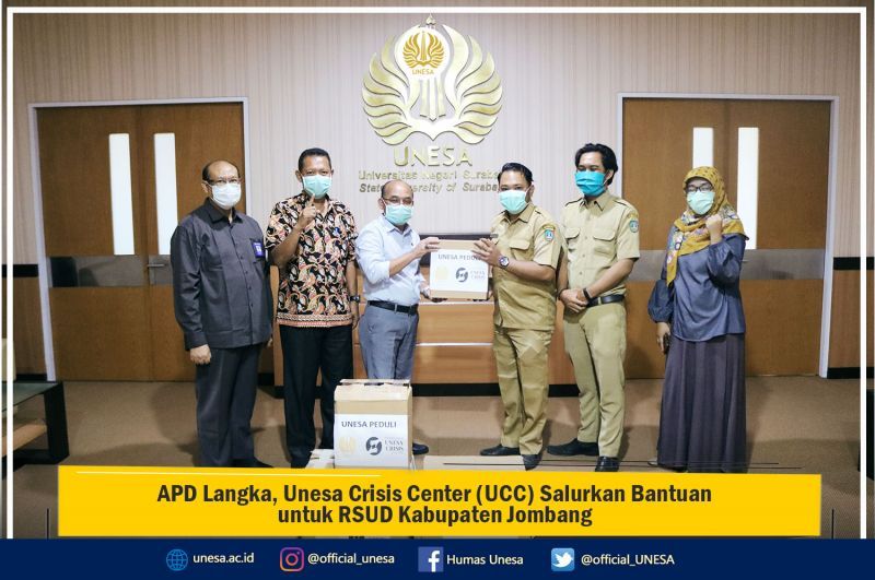 APD Langka, Unesa Crisis Center UCC Salurkan Bantuan untuk RSUD Kabupaten Jombang