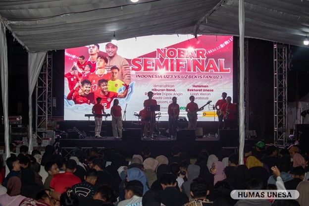 Suasana nobar Semifinal, Timnas Indonesia U-23 vs Tim Uzbekistan U-23 pada Piala Asia U-23